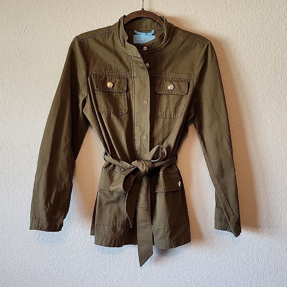Draper James Jackets & Blazers - Draper James Women's Olive Green Belted Zippered 100% Cotton Jacket in Size S